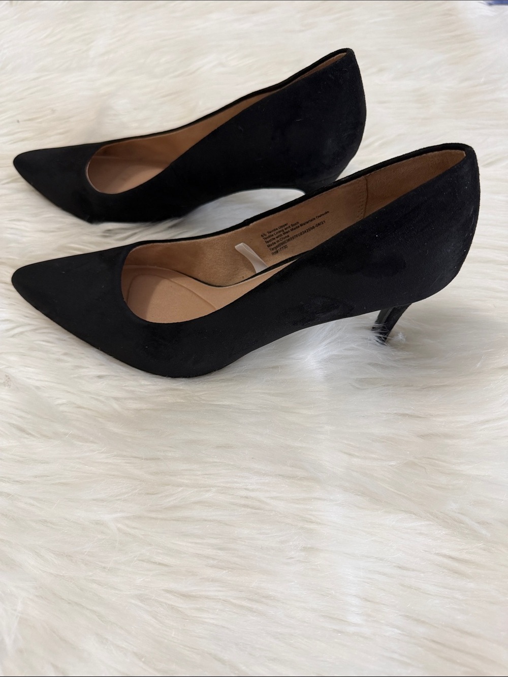 a new day faux suede Pointed-Toe Heel Pumps Shoes Size 8.5 black